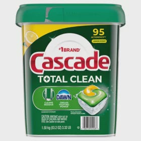 Cascade Dishwasher Tabs, Total Clean, Lemon Scent 95ct