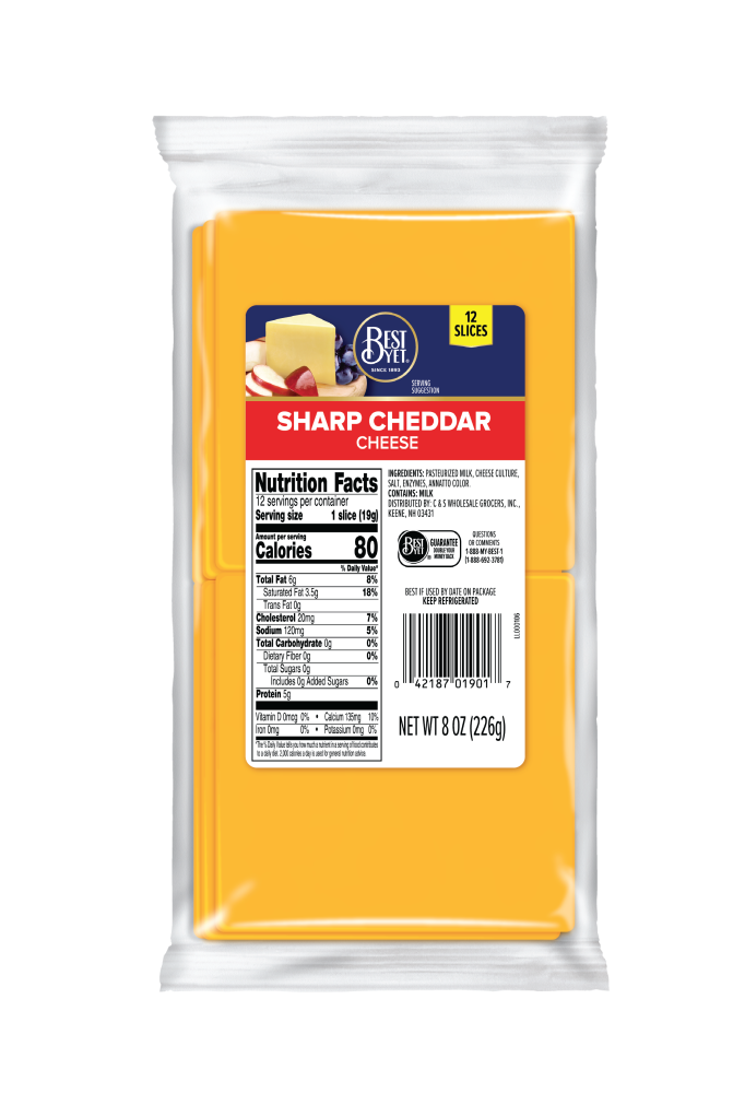 Best Yet Sliced Cheese, Cheddar Sharp,  8oz/12 Slices