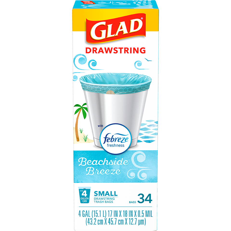 Glad Trash Bags, Small Beachside Breeze, 34ct