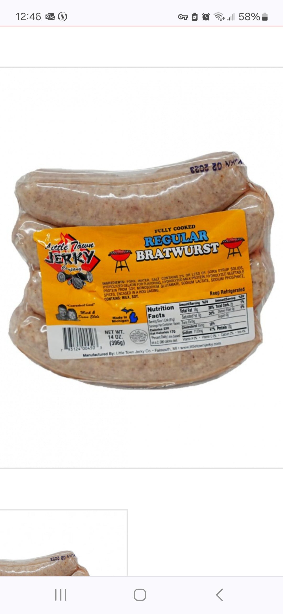 Little Town Jerky Co Bratwurst, Regular, Fully Cooked, 14 oz