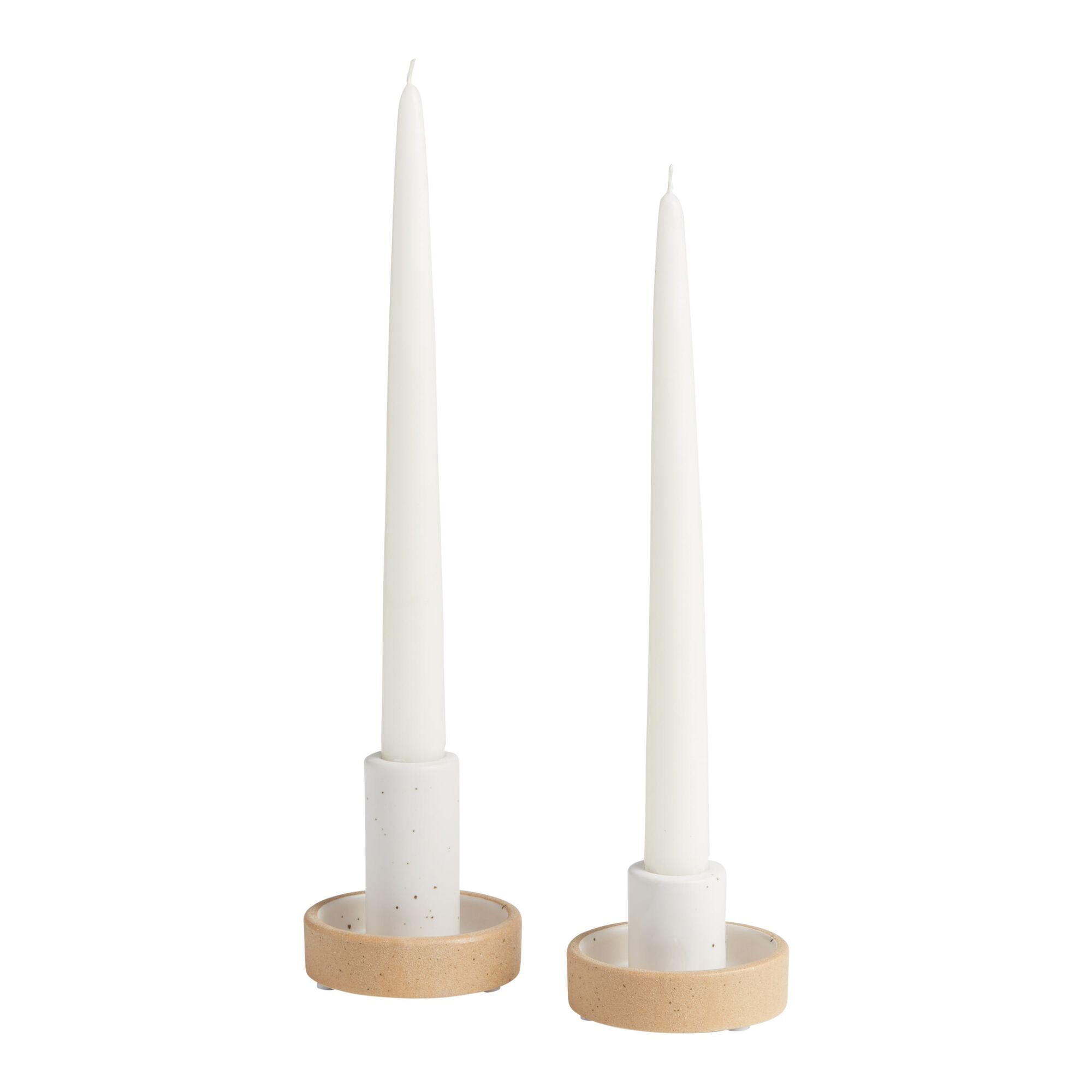 Jolie White Speckled Ceramic Taper Candle Holder