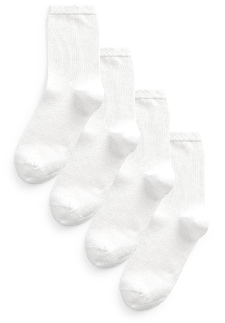 White Modal Ankle Socks 4 Pack - Size ONE