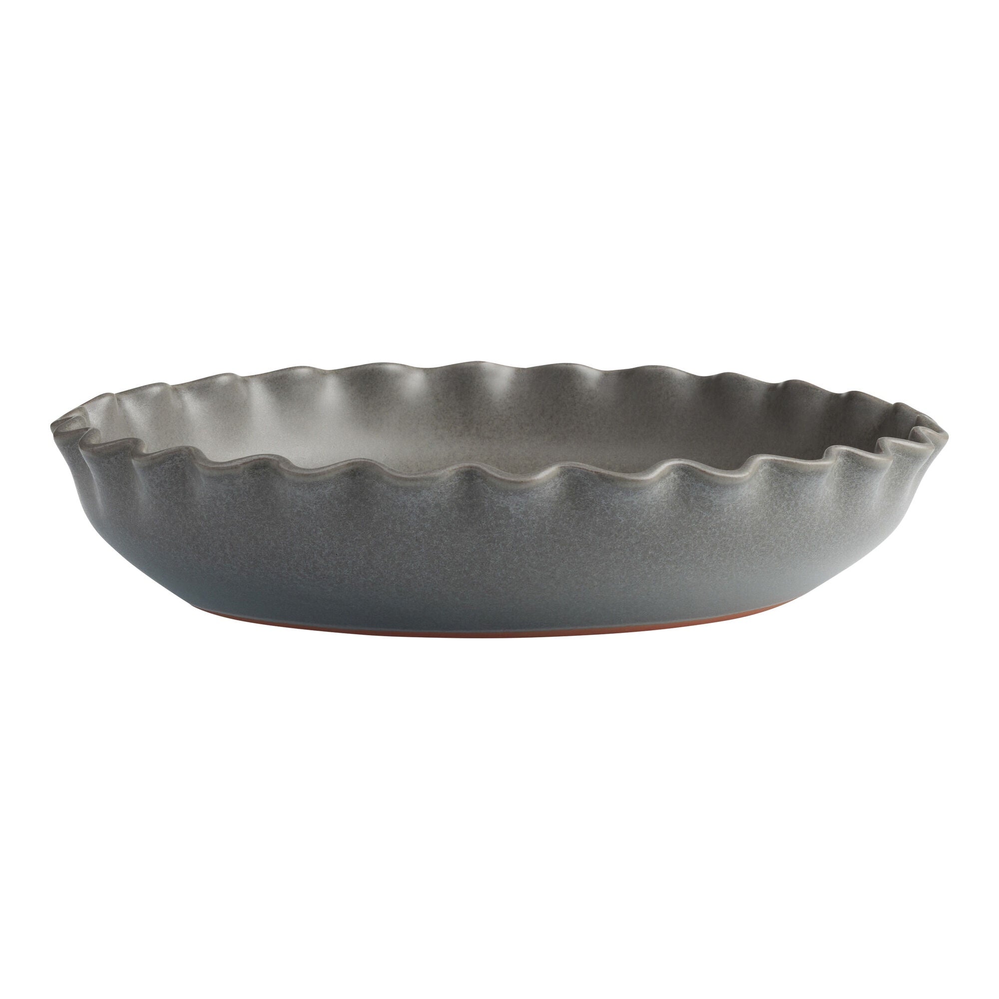 Silva Reactive Glaze Ruffle Rim Serving Bowl, Charcoal Gray, 88oz