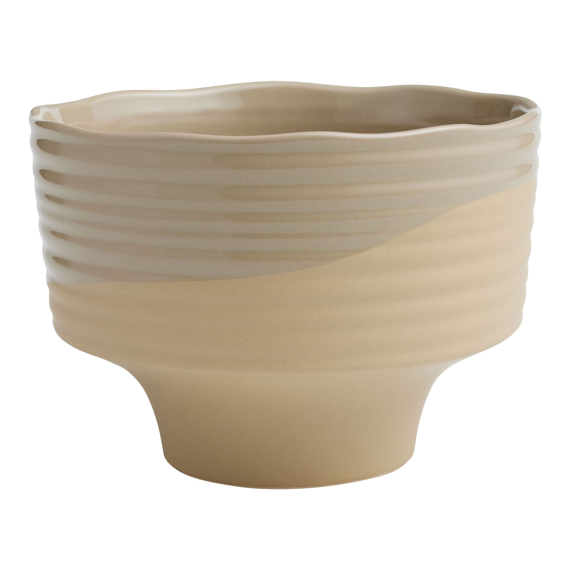 Reactive Glaze Ceramic Ribbed Planter