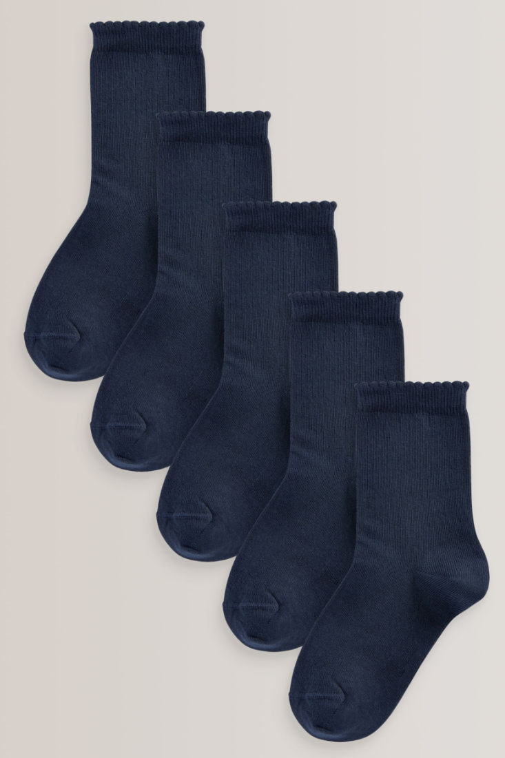 Navy Blue 5 Pack Cotton Rich School Ankle Socks - Size 9-12 Jnr.