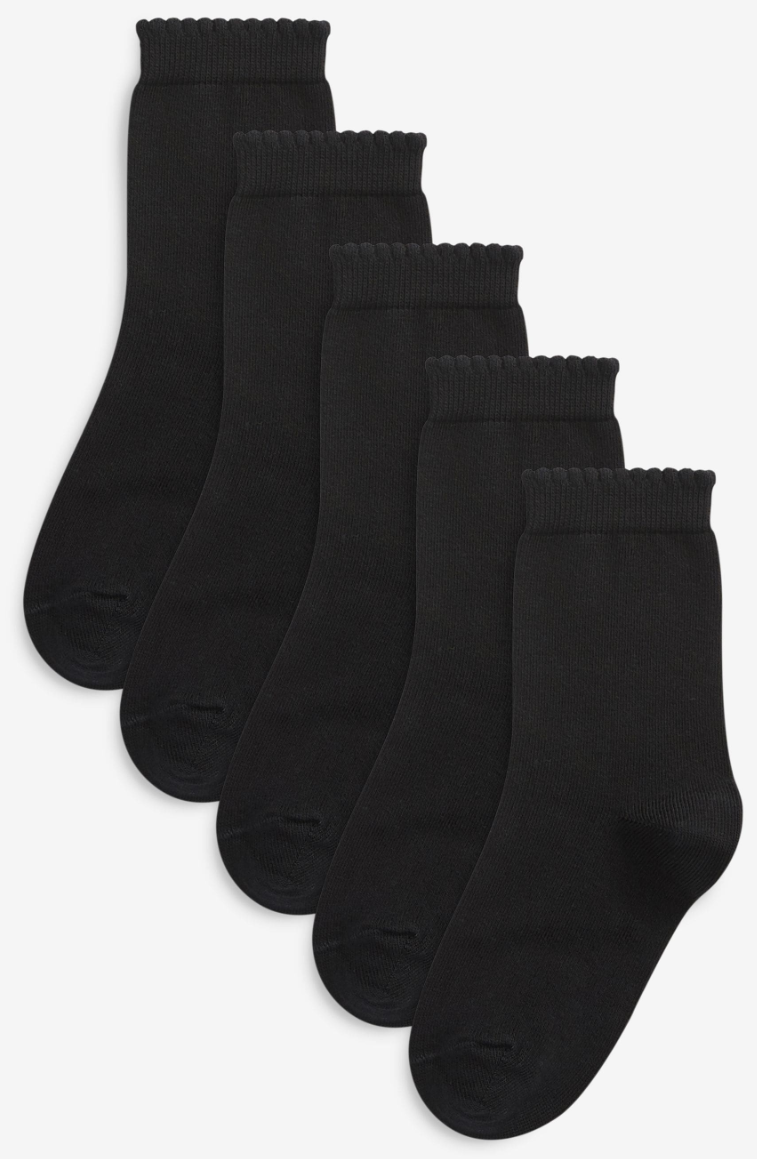 Black 5 Pack Cotton Rich School Ankle Socks - Size 9-12 Jnr.