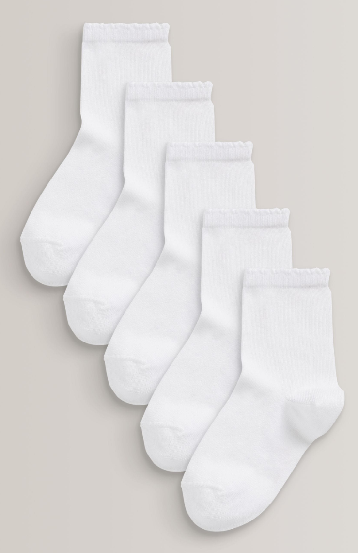 White 5 Pack Cotton Rich School Ankle Socks - Size 9-12 Jnr.