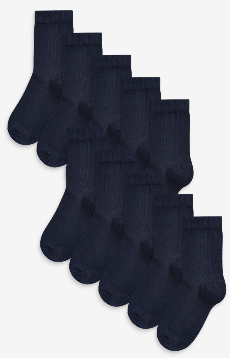 Navy Blue 10 Pack Cotton Rich Socks - Size 12.5-3.5