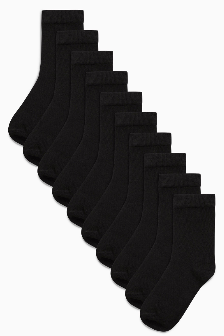 Black 10 Pack Cotton Rich Socks - Size 12.5-3.5