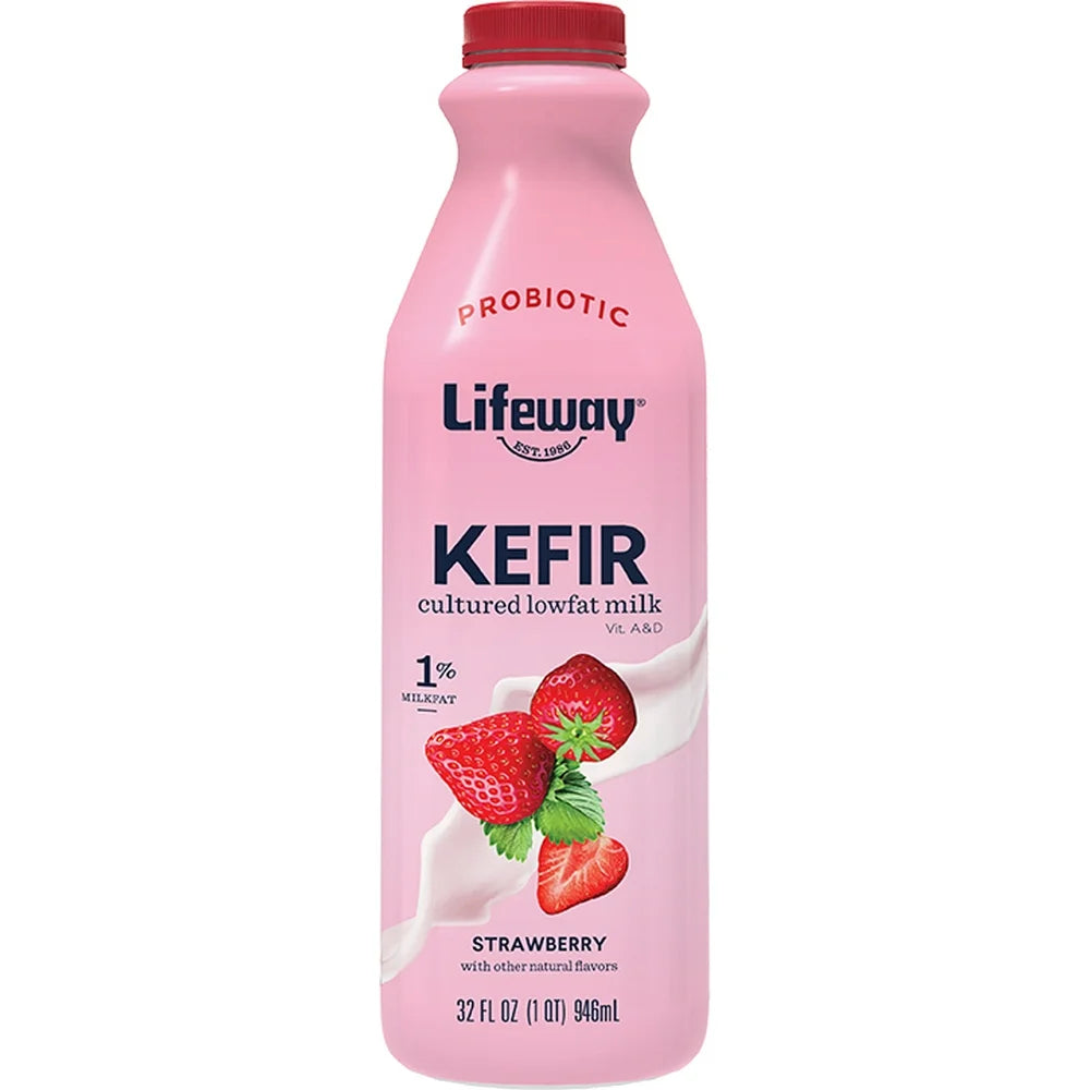 Lifeway Kefir Cultured Lowfat Milk Probiotic Yogurt Drink, Strawberry, 32 fl oz