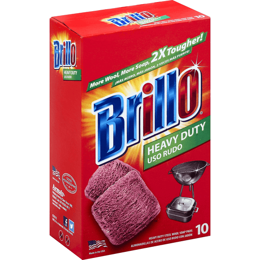 Brillo Heavy Duty Steel Wool Scour Pads, 10ct