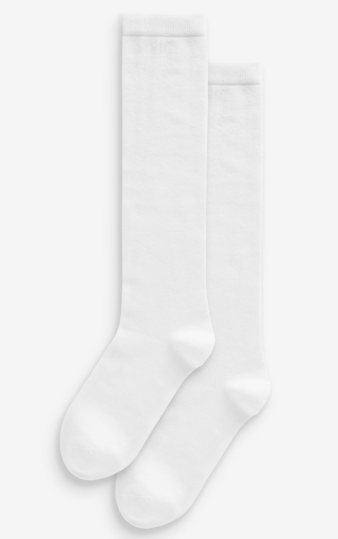 White Modal Blend Knee High Socks 2 Pack - Size ONE