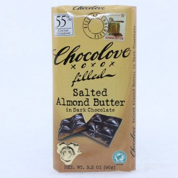 Chocolove Chocolate Bar, Salted Almond Butter in Dark Chocolate, 3.2oz