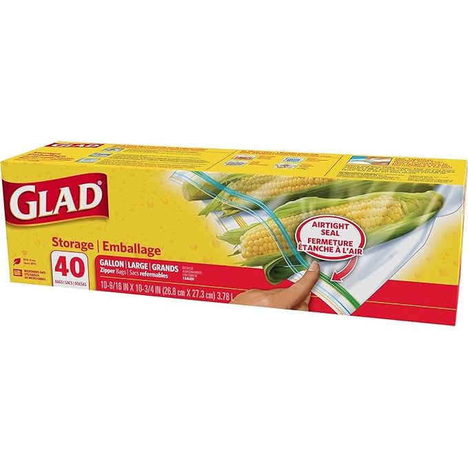 Glad Storage Zipper Gallon Bags, 40ct