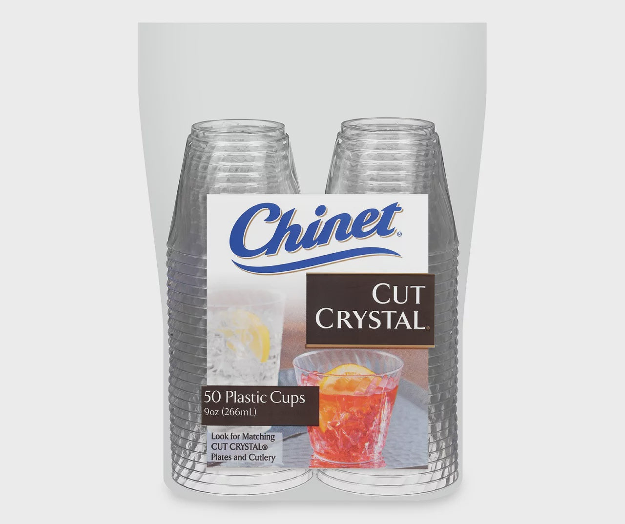 Chinet Cups, Crystal Clear Disposable 9oz, 50ct pk