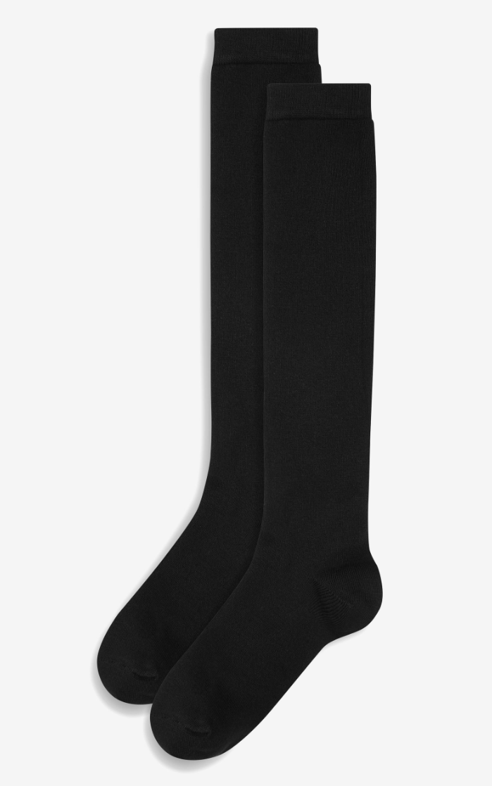 Black Modal Blend Knee High Socks 2 Pack - Size ONE