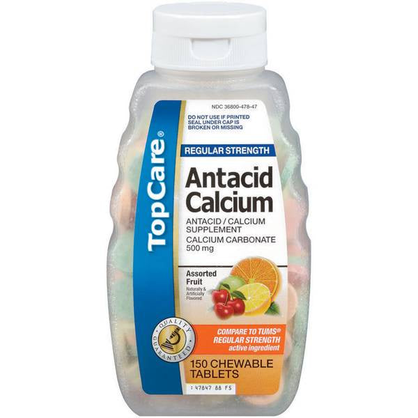 Topcare Antacid Tablets, Assorted Fruit with Calcium 150ct