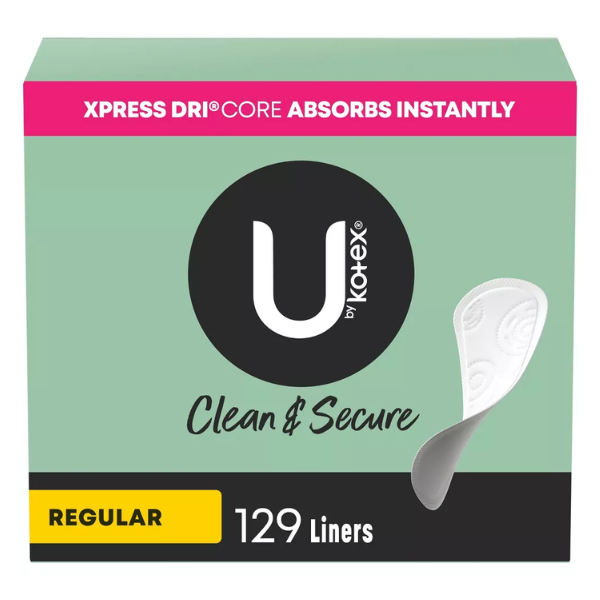 U By Kotex Lightdays Liners, Regular Unscented, 129 ct