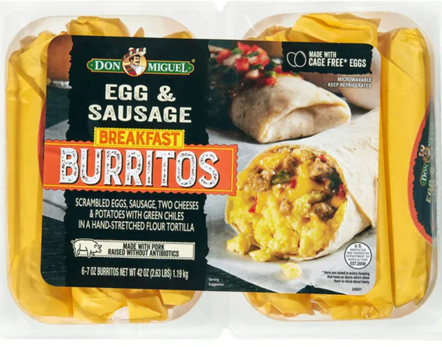 Don Miguel Egg & Sausage Burritos, 6ct/7oz burritos