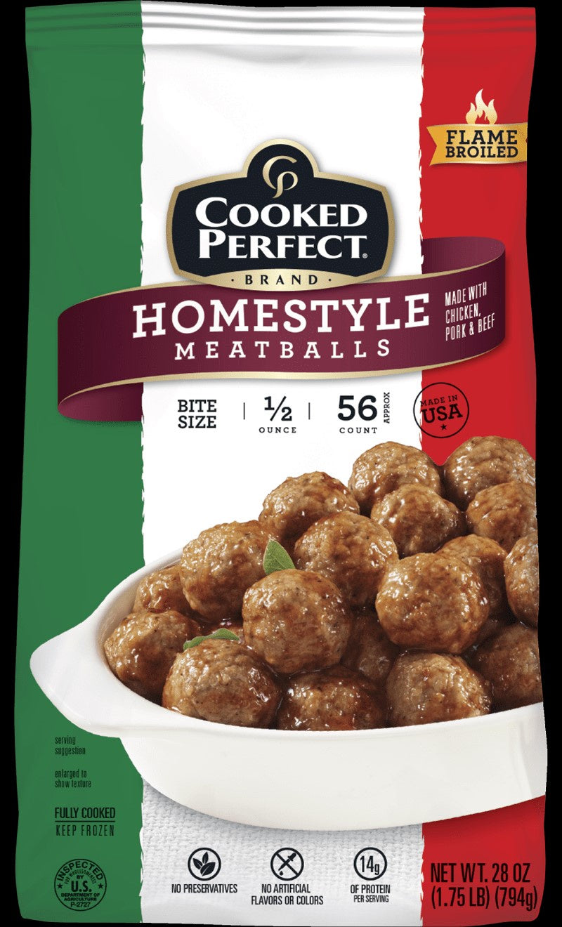 Cooked Perfect Meatballs, Homestyle, 28 oz (56 ct)