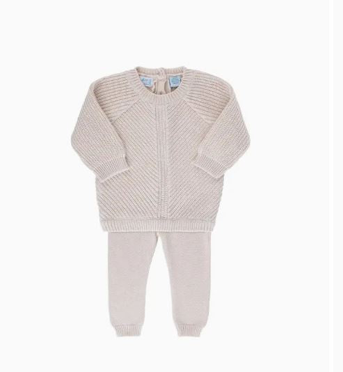 Feltman Brothers Chunky V-Set Knit Set Ecru  18M