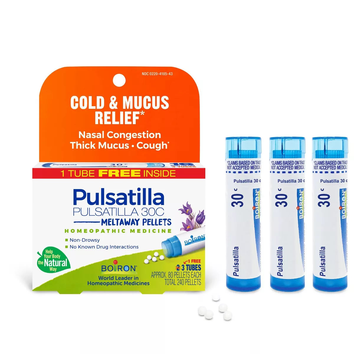 Boiron Pulsatilla 30C, Cold&Mucus Relief 3ct