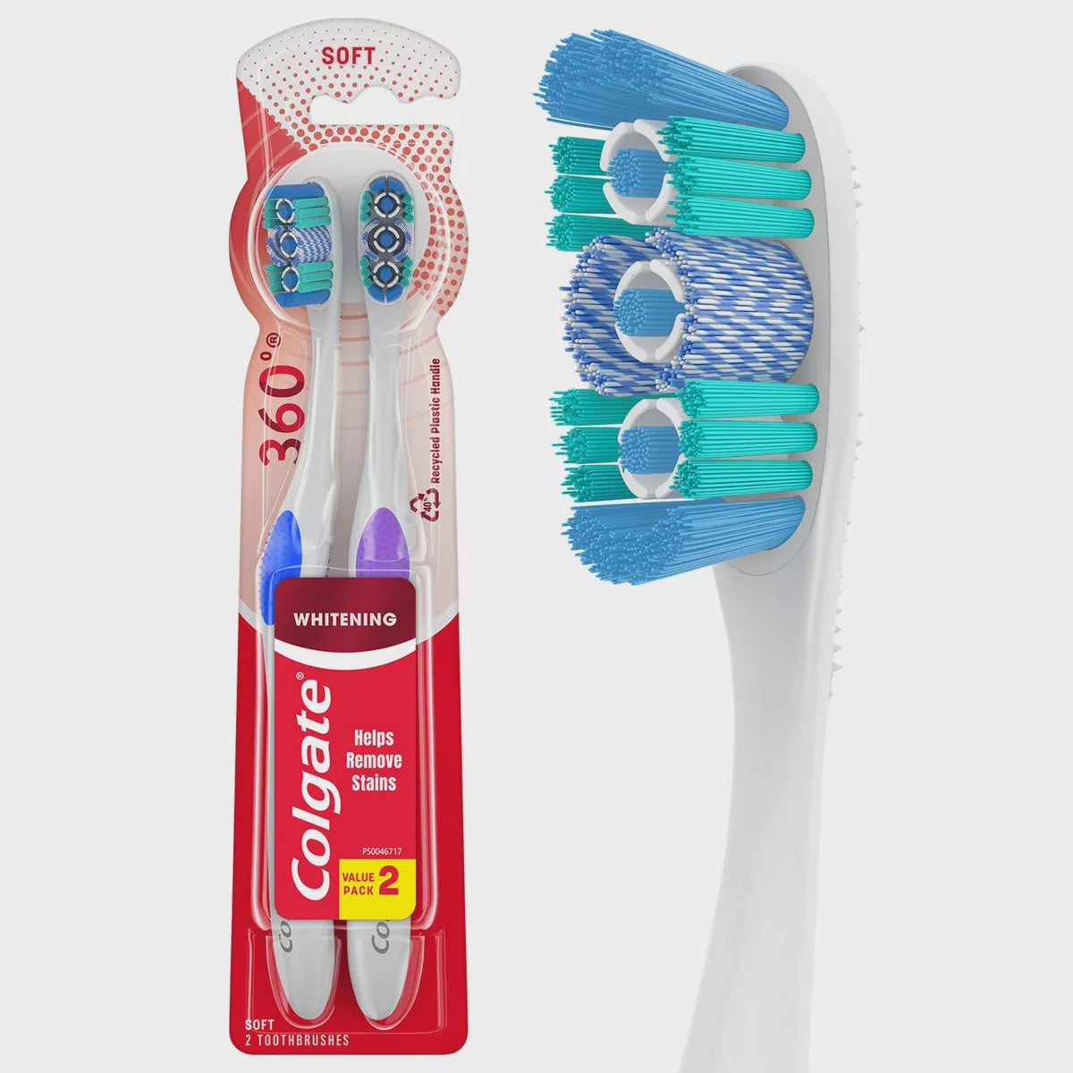 Colgate Toothbrush 360* Whitening Helps Remove Stains Soft 2ct