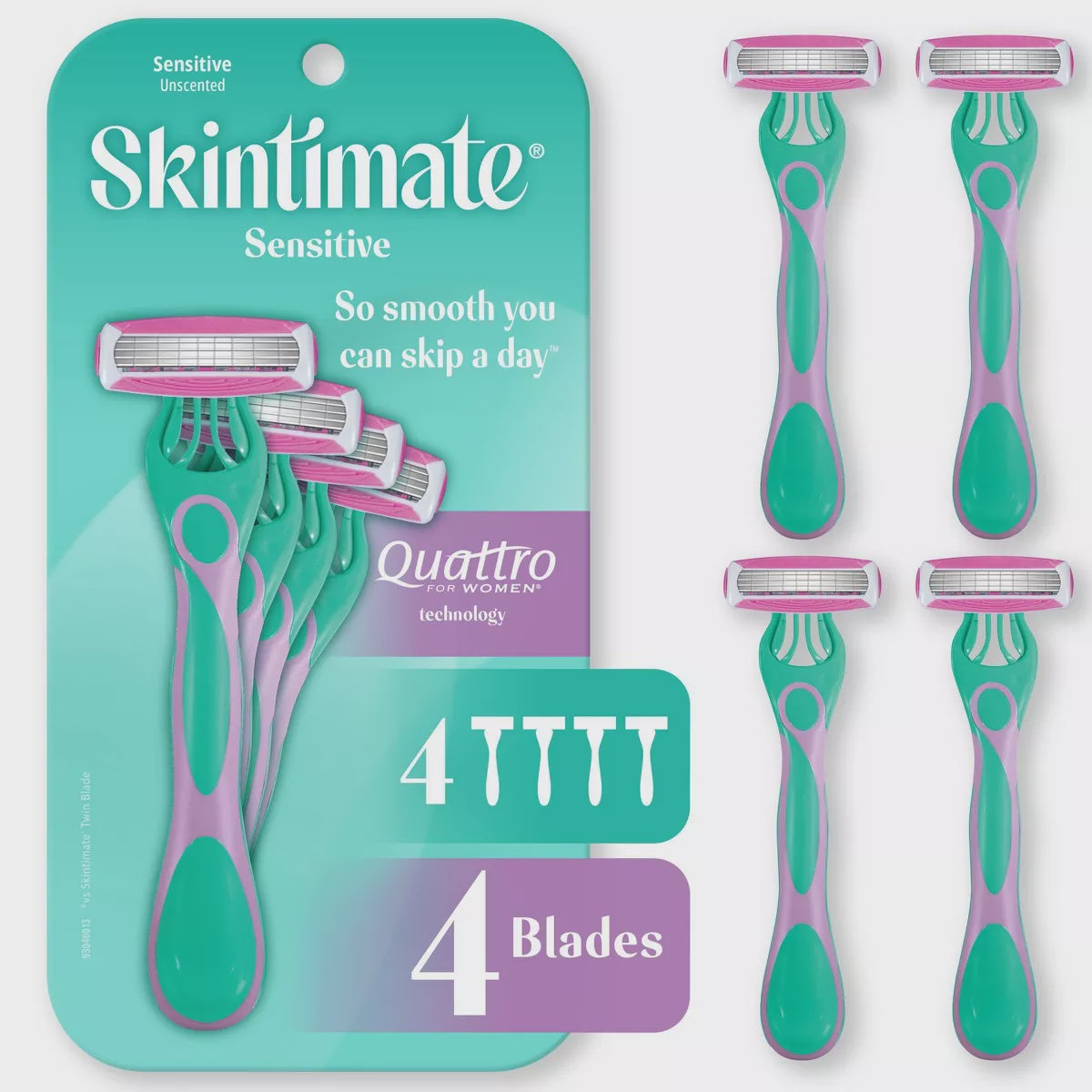 Skintimate Quatro Razor Sensitive for Woman 4 Blades, 4ct