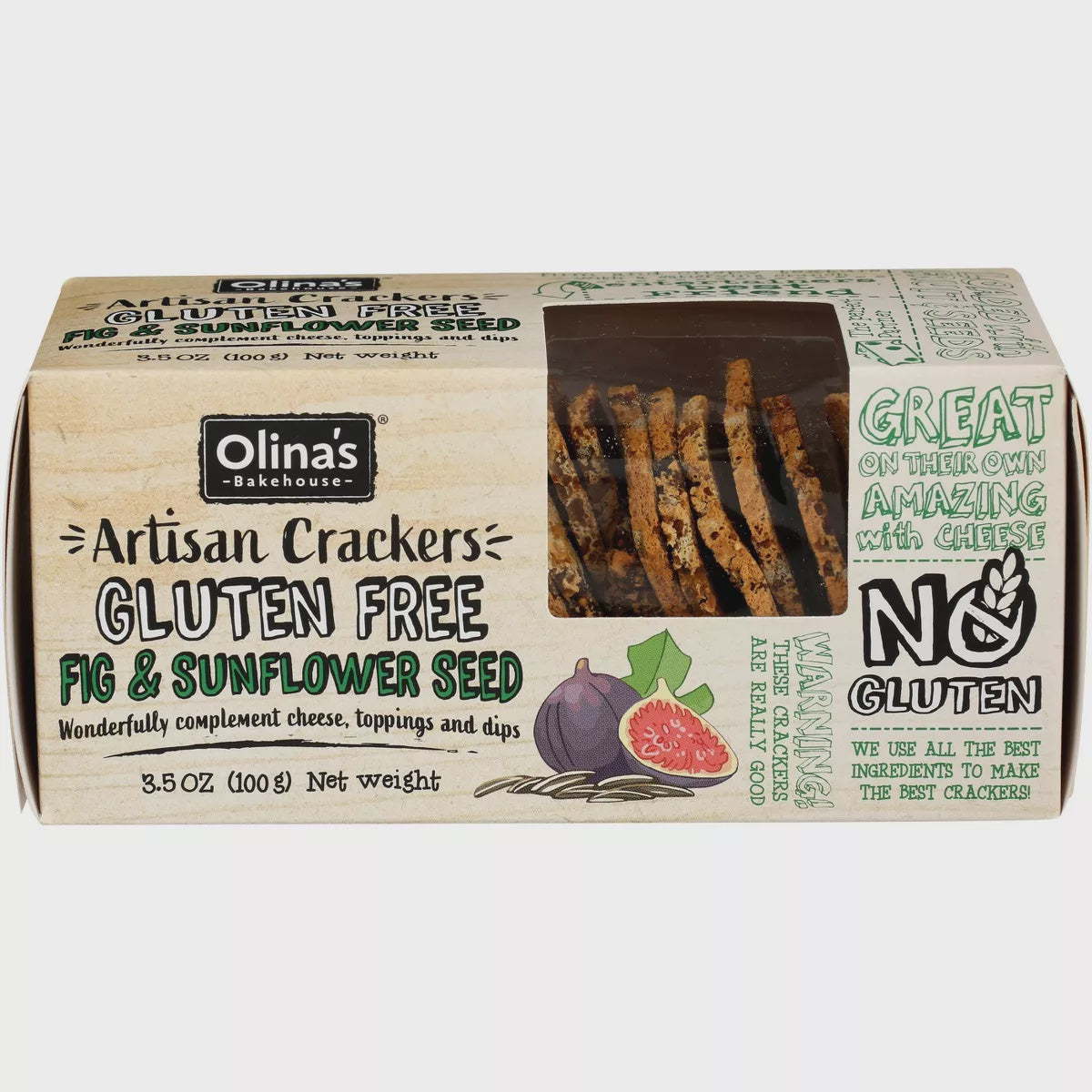 Olina's Gluten-Free Artisan Cracker, Fig & Sunflower Seeds, 3.5 oz