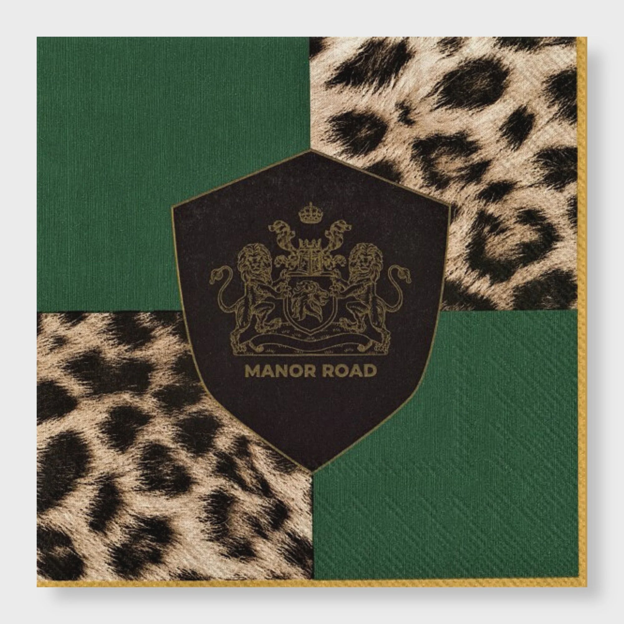 Manor Road Checkerboard Leopard Cocktail Napkins, 25x25, 20pk