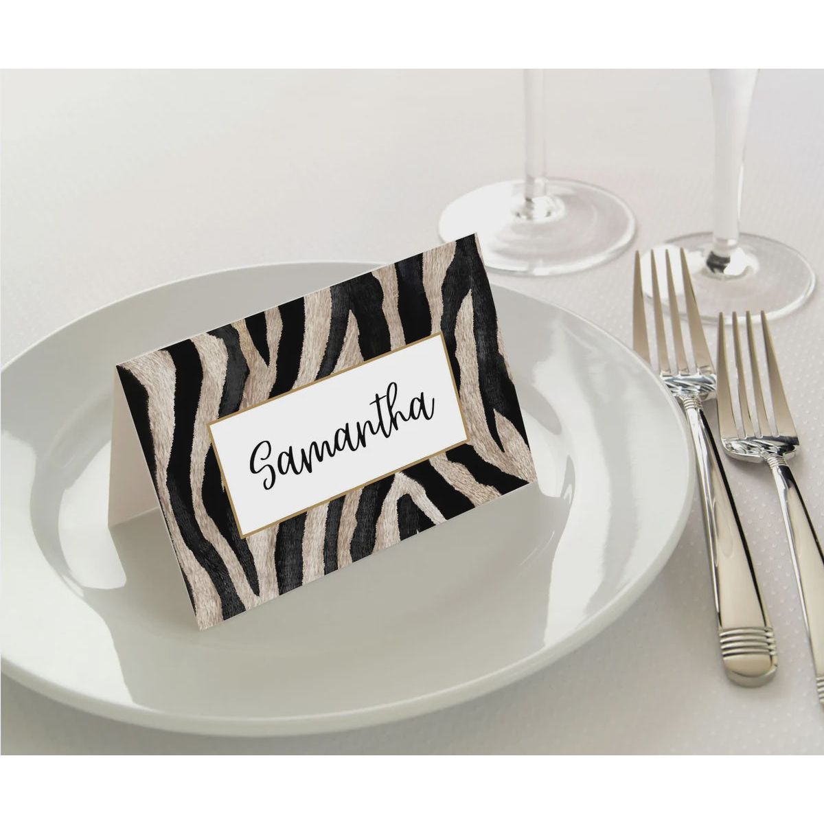 Manor Road Zebra Place Cards, 70x99mm, 45 ct