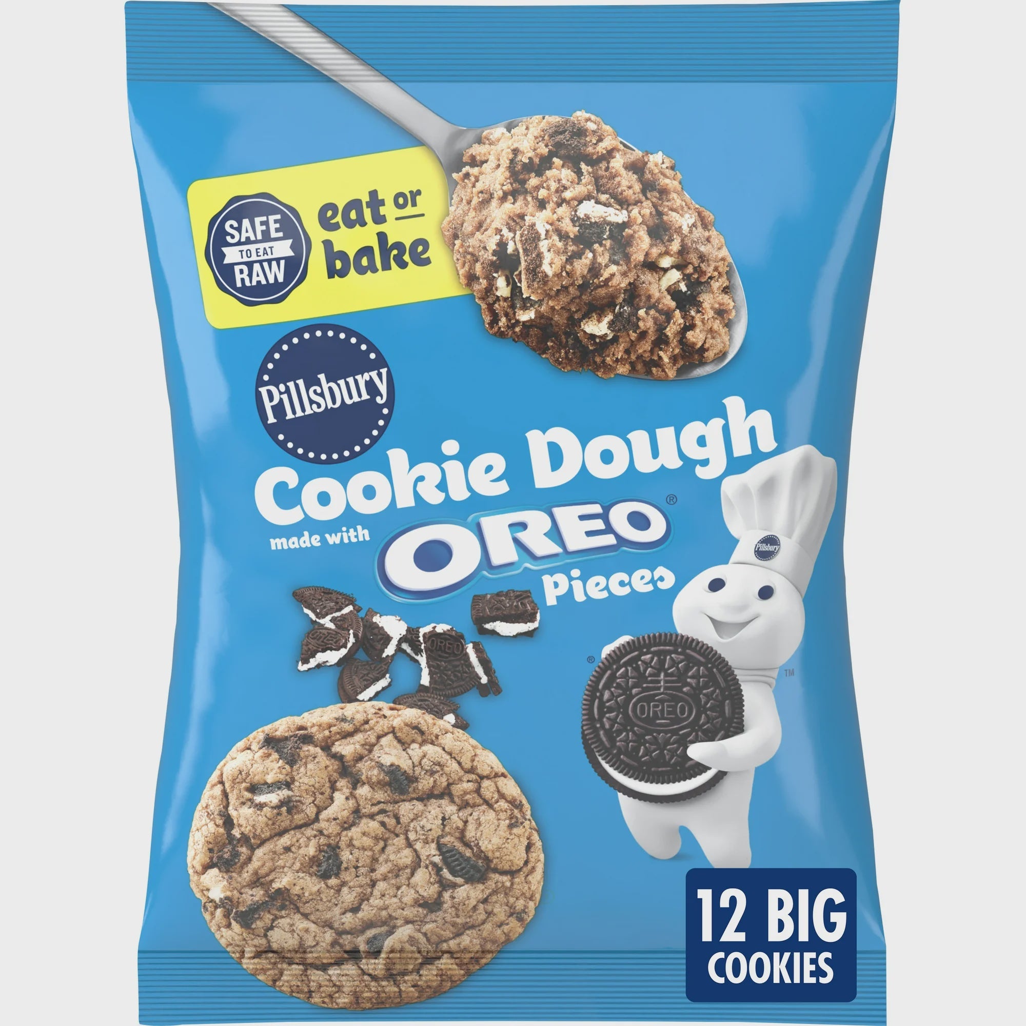 Pillsbury Cookie Dough with Oreo Pieces, 12 Big Cookies/16oz