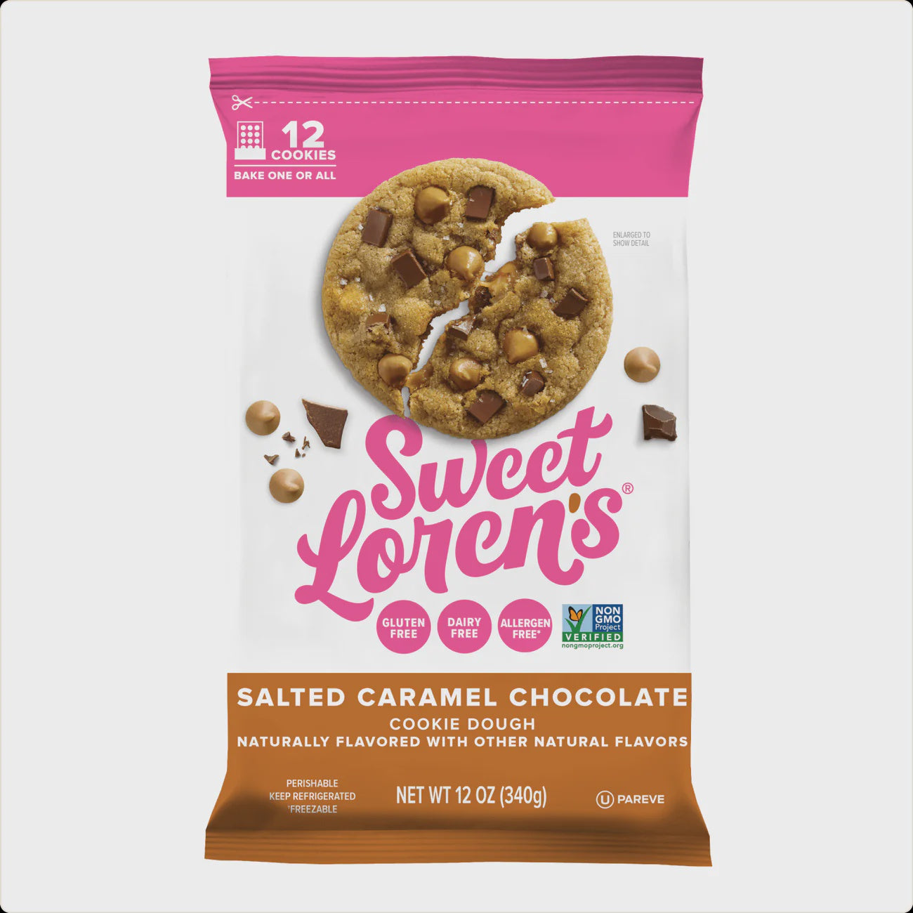 Sweet Loren's Gluten Free Dairy Free Cookie dough, Salted Caramel Chocolate, 12oz