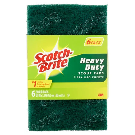 Scotch-Brite Heavy Duty Green Scour Pads, 6pk