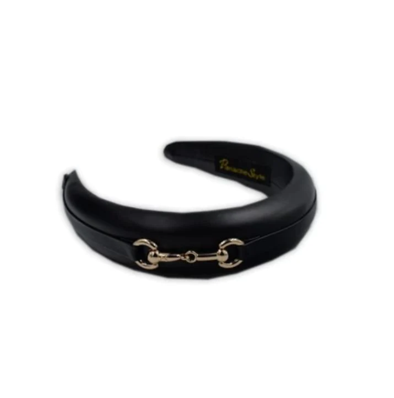 Equestrian Pleather Headband - Black, 4cm - SS570