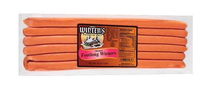 Winters Footlong Skinless Hot Dogs, 6 ct