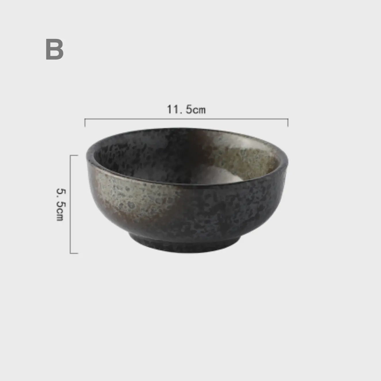 Homerely, Japanese Style Ceramic Bowl, Black, 4.5"