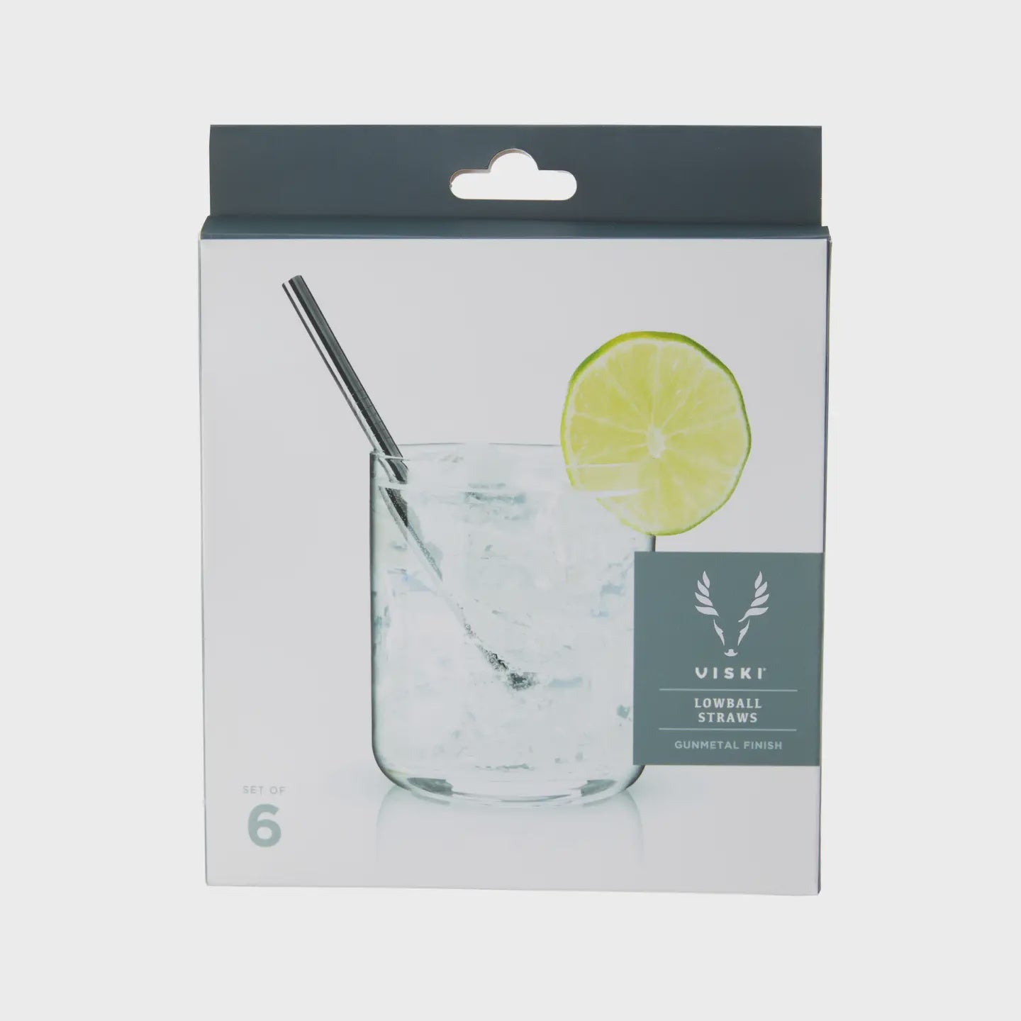 Viski, Warren Reusable Gunmetal Lowball Straws, Set of 6