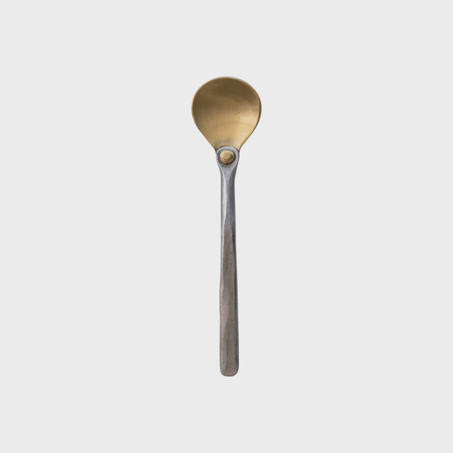 Brass Spoon with Hammered Aluminum Handle, 5"L