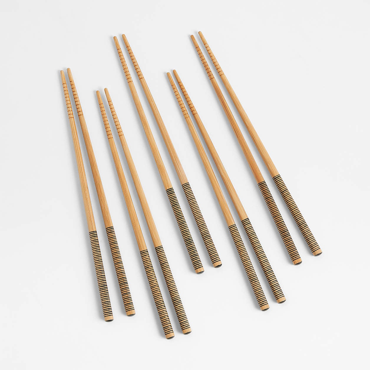 Black Striped Bamboo Chopsticks, Set of 5