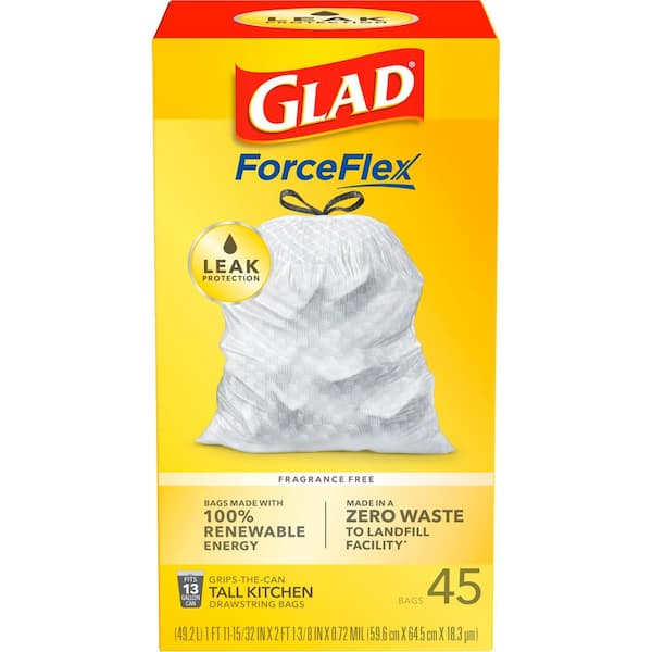 Glad Trash Bags With Leakguard, Tall 13 Gallon 45 ct