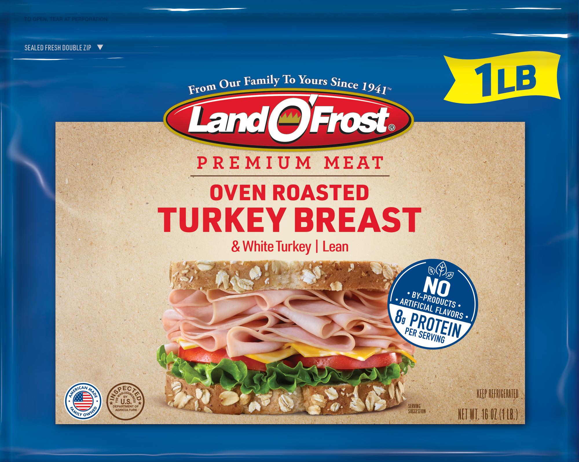 Land O' Frost Deli Meat Premium, Turkey Breast, Oven Roasted 16 oz