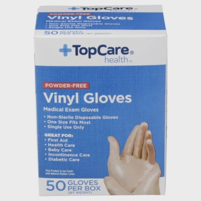 Topcare Gloves, Powder Free Vinyl,  50ct