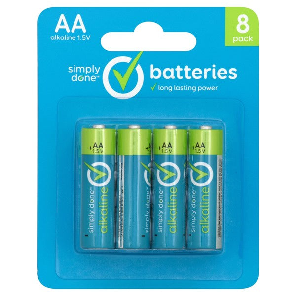 Simply Done Batteries, AA, 8ct