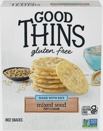 Good Thins Gluten Free Rice Crackers, Mixed Seed Poppy & Sesame, 3.5oz