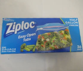 Ziploc Bags, Half Gallon, Freezer, 36 ct