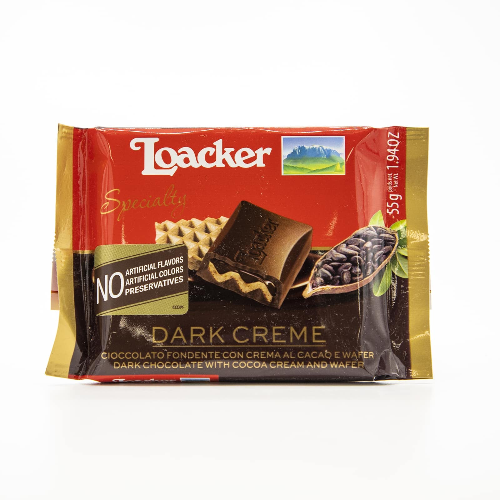 Loacker Dark Chocolate Bar With Cocoa Creme & Wafer 1.94oz