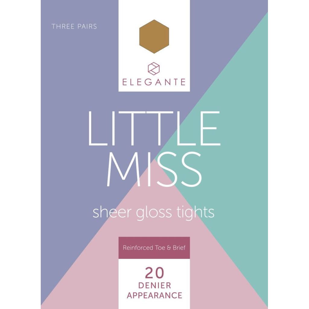 Elegante Little Miss Bronze Glow 20 Denier Gloss Tights, 11/12 yr, x 3pk