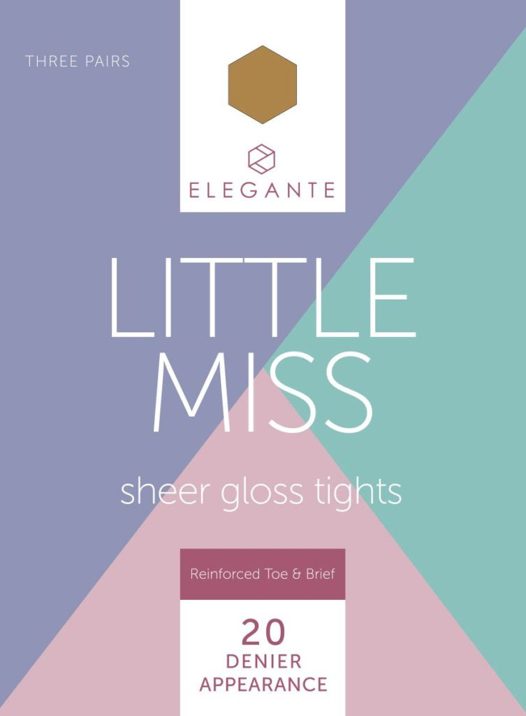 Elegante Little Miss Bronze Glow 20 Denier Gloss Tights,  9/10 yr,  x 3pk