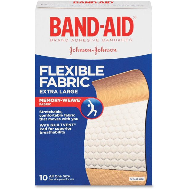 Johnson & Johnson Band-aids, Flexible Fabric Bandages, Extra Large 10 ct